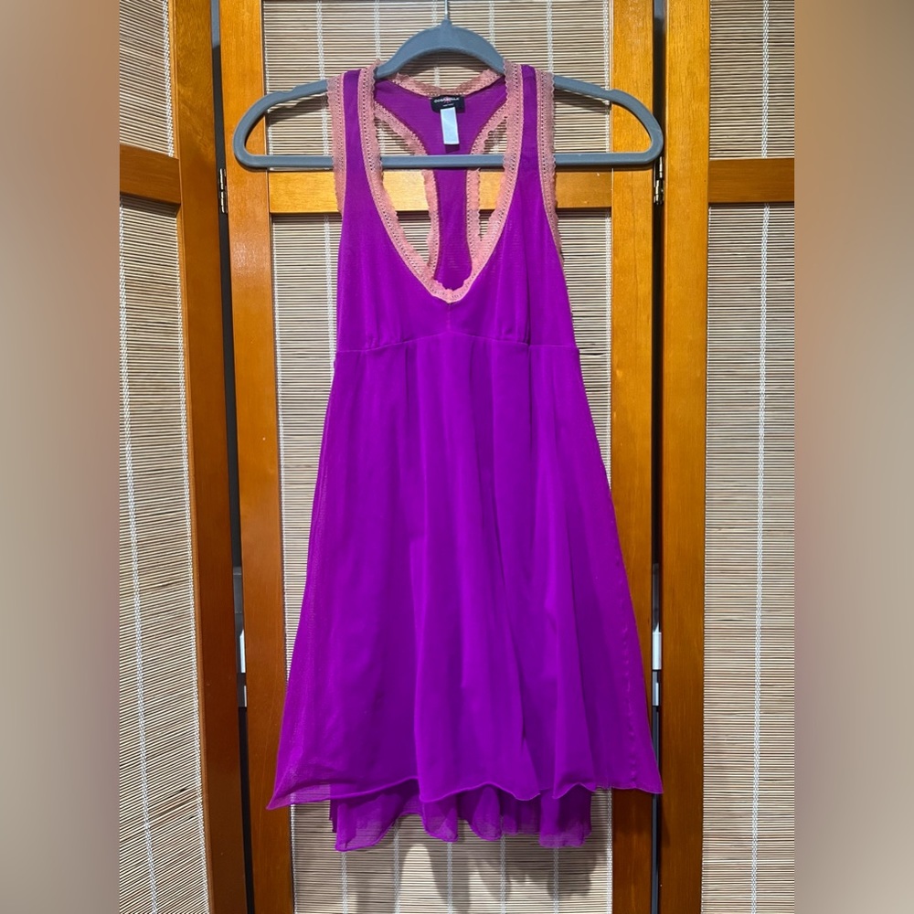 Cosabella bright purple sheer chemise, size S